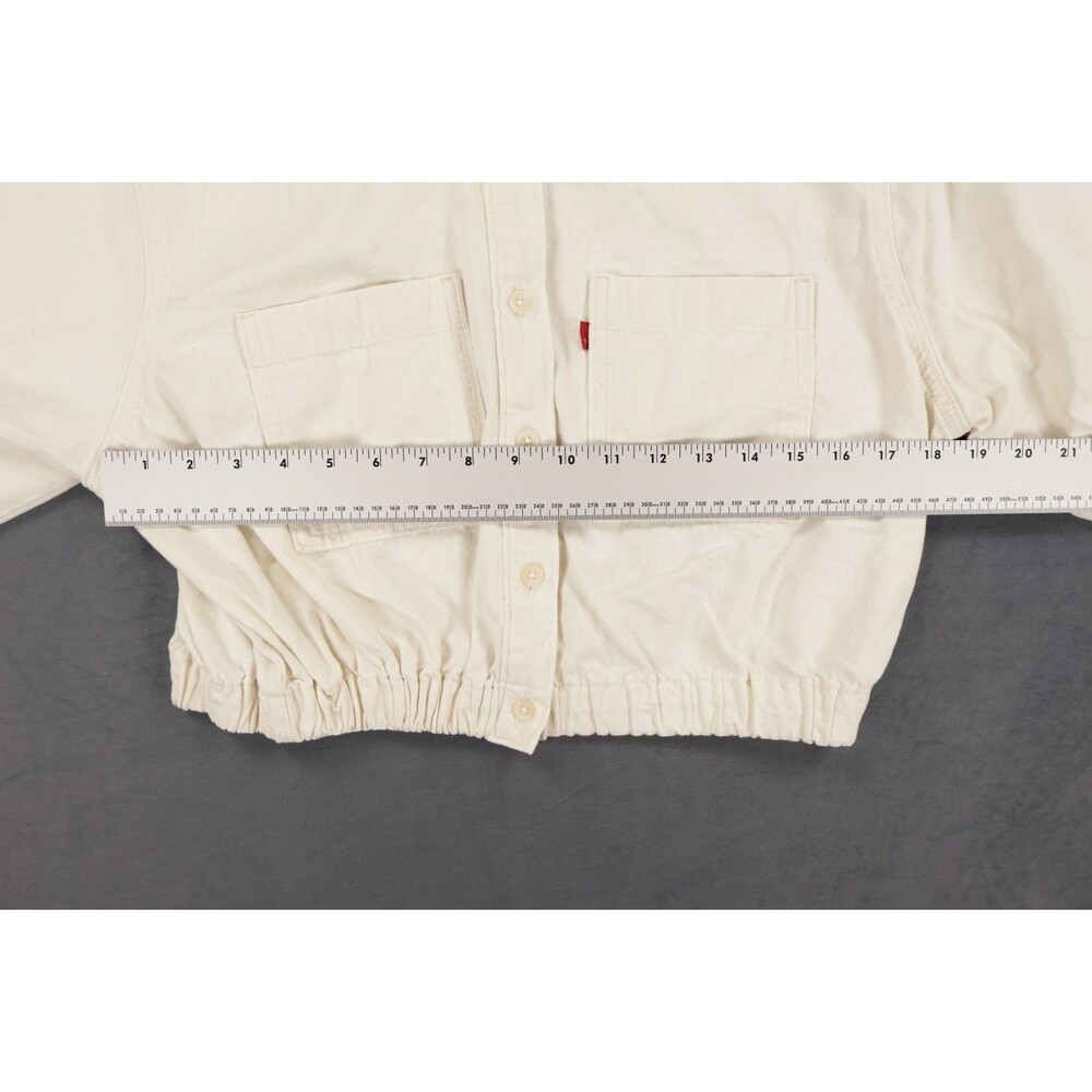 Levis Womens Medium Cream Off White Cropped Utility Jacket Shirt A1900-0001 M - Picture 9 of 10